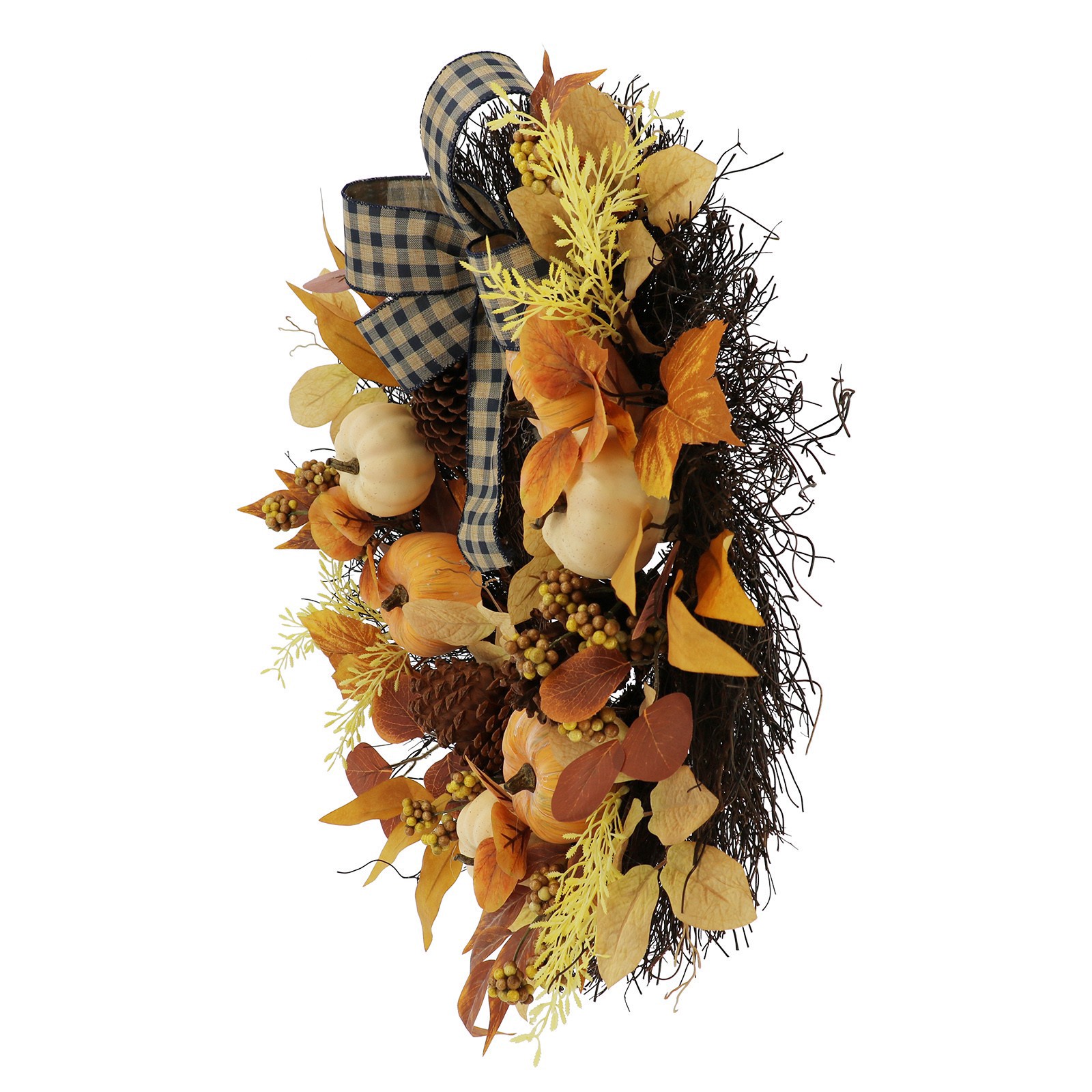 slide 3 of 3, 24" Designer Premium Floral Pumpkin & Pinecone Wreath By Ashland, 24 in x 6 in x 24 in