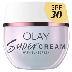 Olay Super Cream with Sunscreen SPF 30, Lightweight Face Moisturizer with Sun Protection, 5-in-1 Skin Care Benefits - Hydrating, Brightening, Firming - Niacinamide, Vitamin C, Collagen Peptide, 1.7 oz