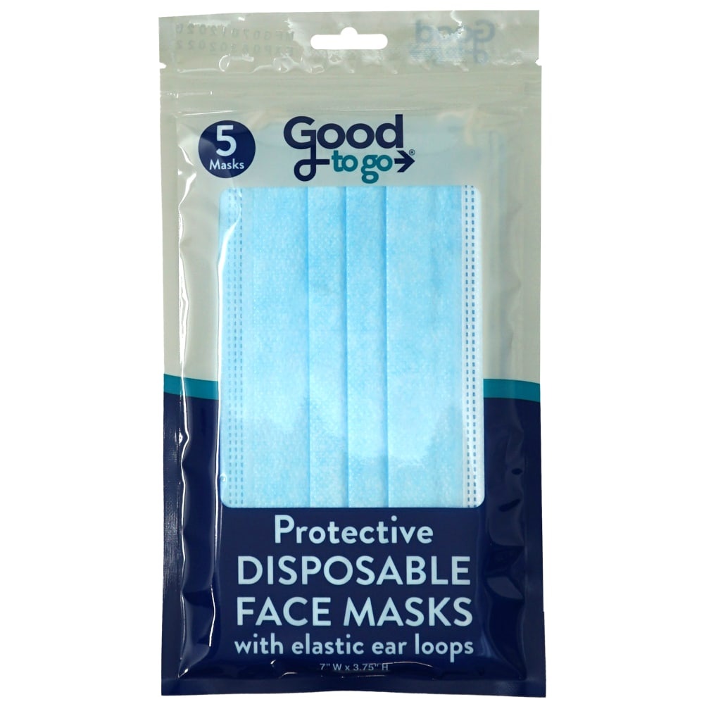 slide 1 of 1, Good to Go Protective Disposable Face Masks, 5 ct