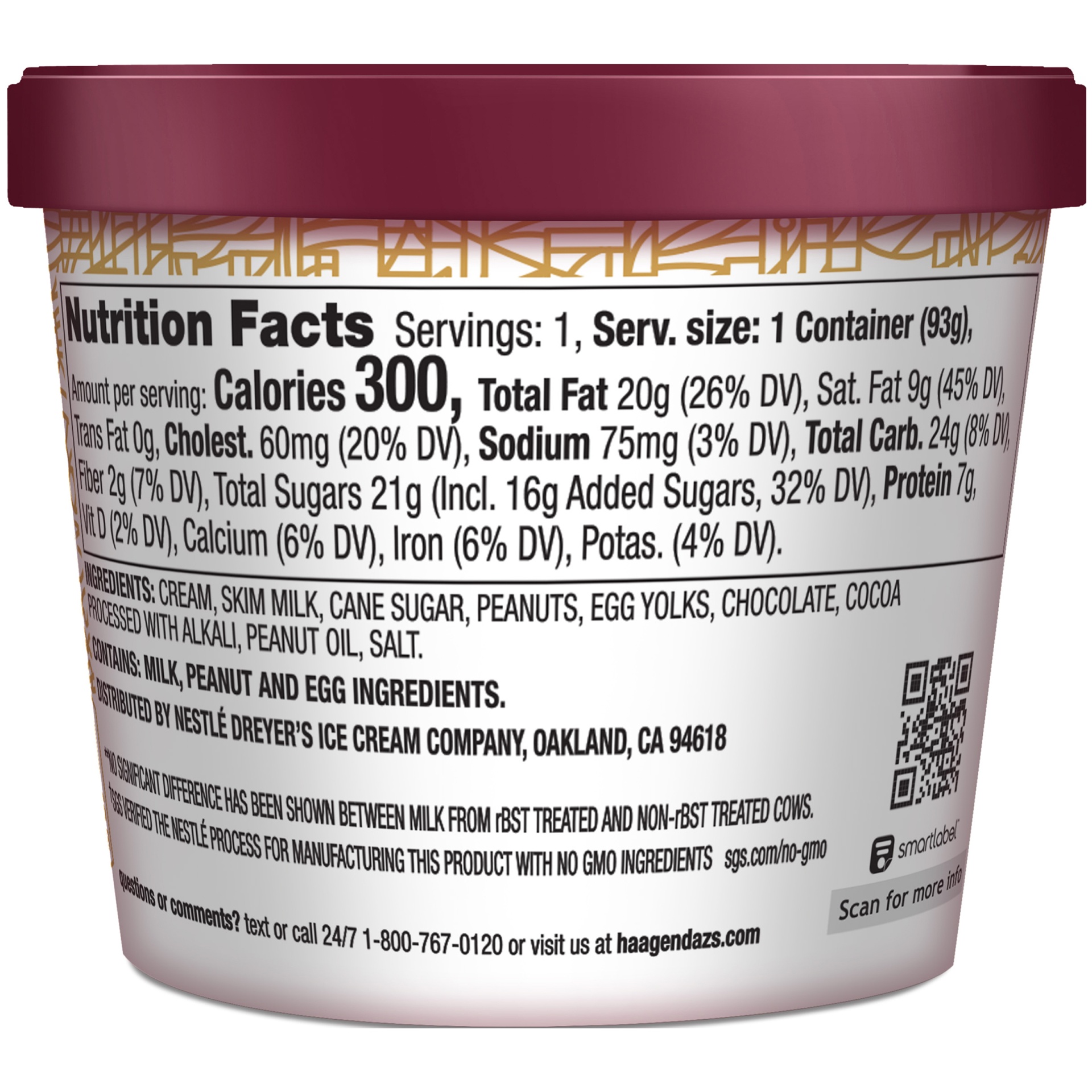 haagen dazs chocolate peanut butter calories