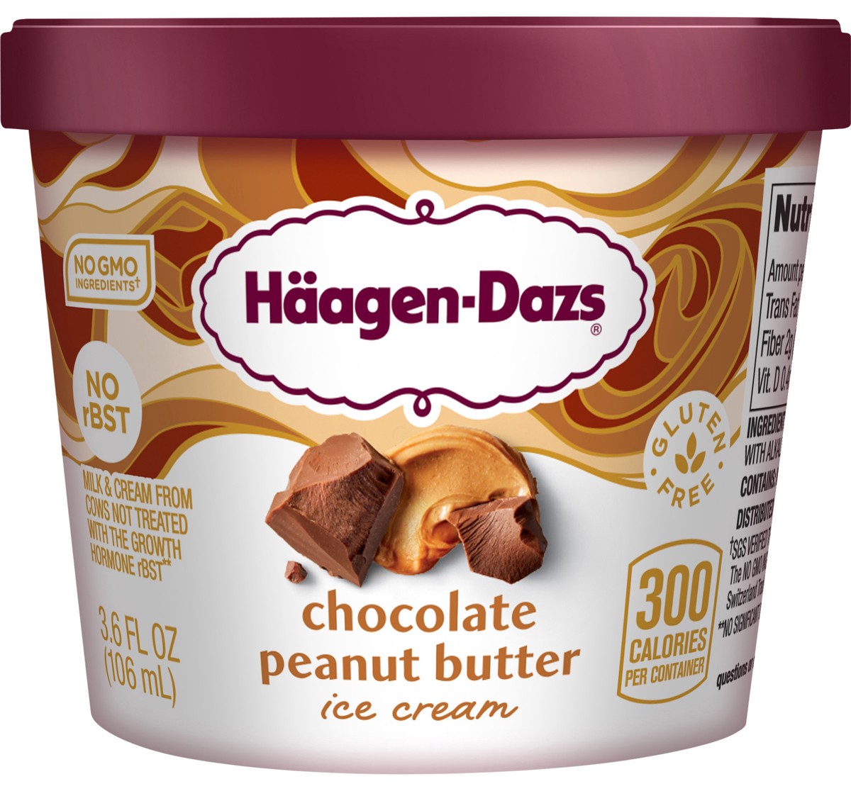 slide 1 of 2, HAAGEN-DAZS Ice Cream, Chocolate Peanut Butter, 3.6 Fl. Oz. Cup | No GMO Ingredients | No rBST | Gluten Free, 3.6 fl oz