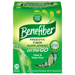 Benefiber On the Go Prebiotic Fiber Supplement Powder, Unflavored - 28 Sticks (3.92 Ounces)