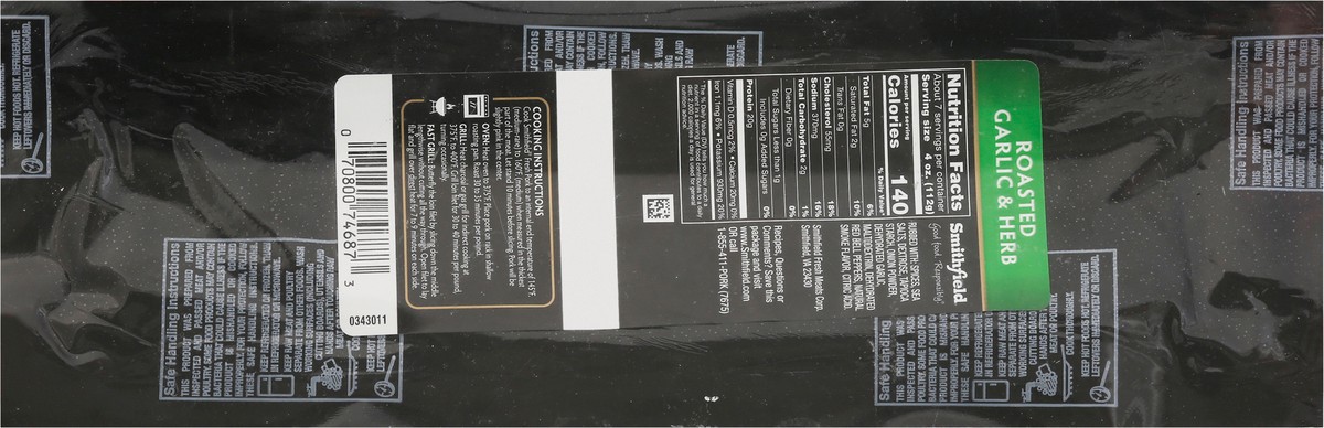 slide 8 of 11, Smithfield Roasted Garlic & Herb Fresh Pork Loin Filet 23 oz, 23 oz