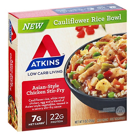 slide 1 of 1, Atkins Cauliflower Rice Bowl Asian Style Chicken Stir Fry, 9 oz