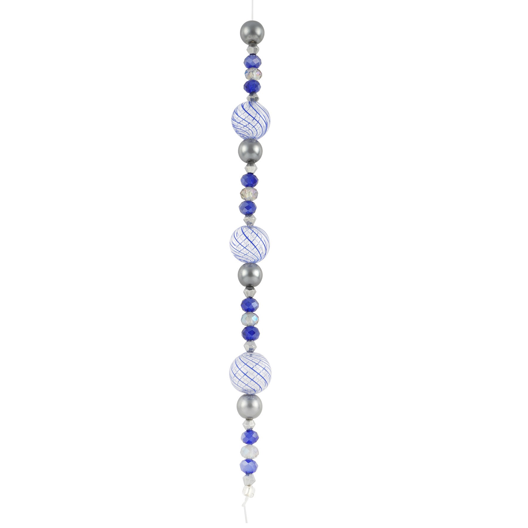 slide 2 of 3, Blue Lampwork Glass Stripe Round Beads By Bead Landing, 13mm-16mm