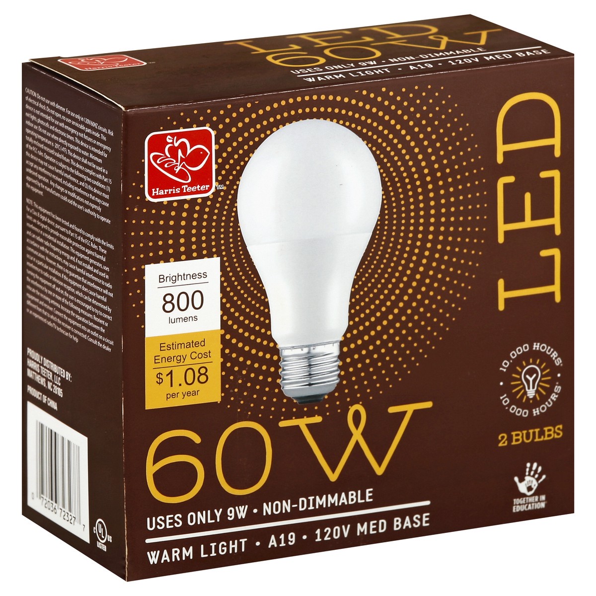slide 3 of 5, Harris Teeter 60W Eq10W 800 Lumens Nondim, 2 ct