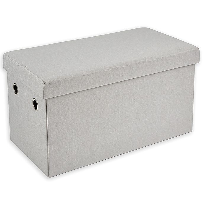 slide 1 of 1, Simply Essential Folding Storage Bench - Light Grey, 28 in