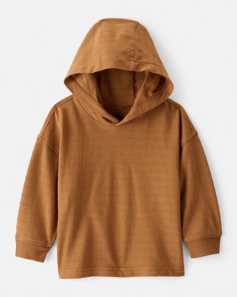 slide 1 of 3, Baby Boy Cotton Long-Sleeve Hooded Top - Brown Brown 9M, 1 ct