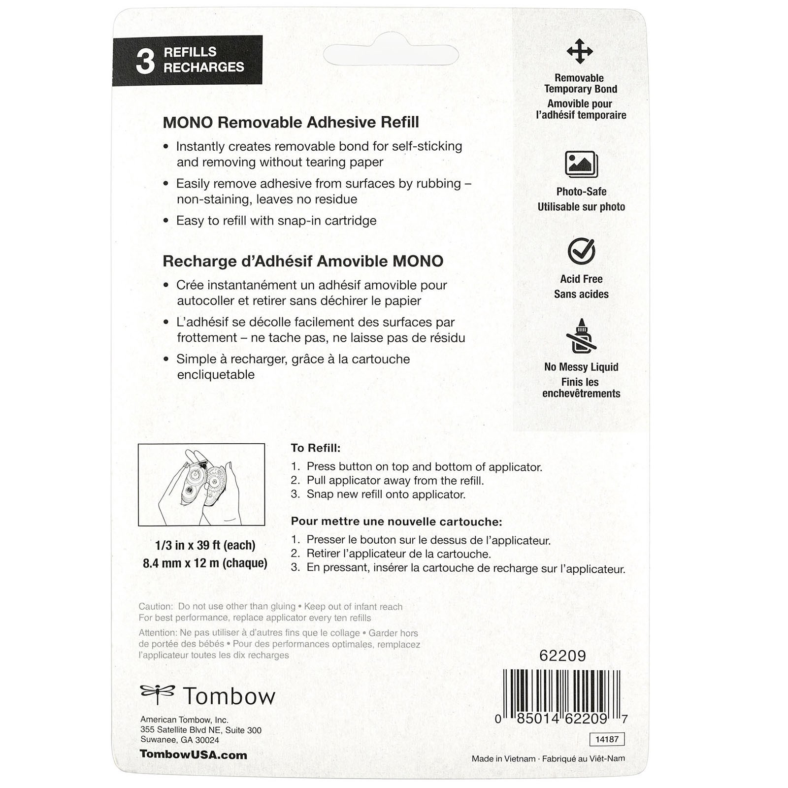 slide 2 of 9, Tombow Mono Removable Adhesive Runner Refill Value Pack, 1/3 in x 39 ft ft