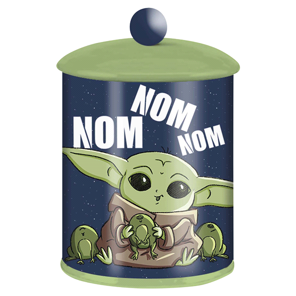 slide 1 of 1, Star Wars the Mandalorian Nom Frogs Large Canister Ceramic Cookie Jar, 1 ct