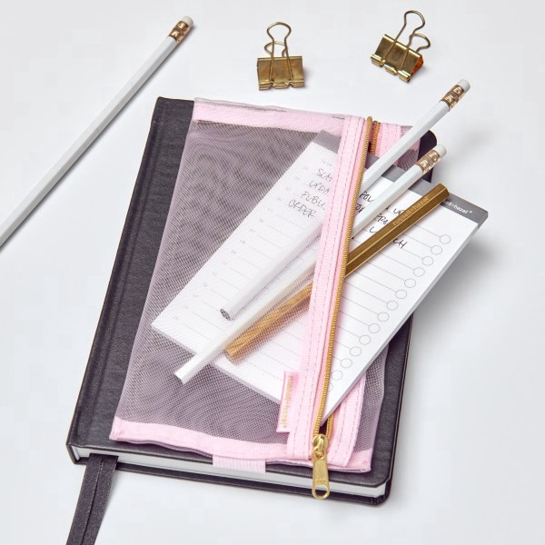 slide 4 of 5, Russell & Hazel Mesh Pencil Case, 8-1/2"" x 5"", Blush, 1 ct