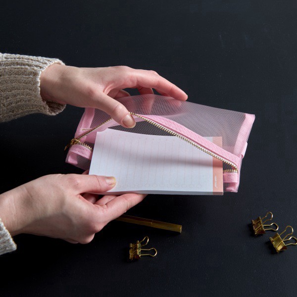 slide 5 of 5, Russell & Hazel Mesh Pencil Case, 8-1/2"" x 5"", Blush, 1 ct