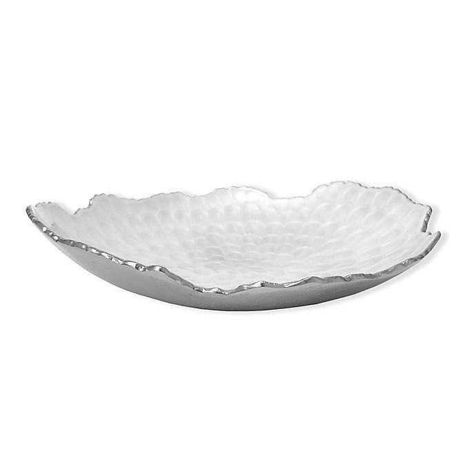 slide 2 of 2, Simply Designz Bodoni Serving Platter - Ivory Pearl with Platinum Edge, 12 in