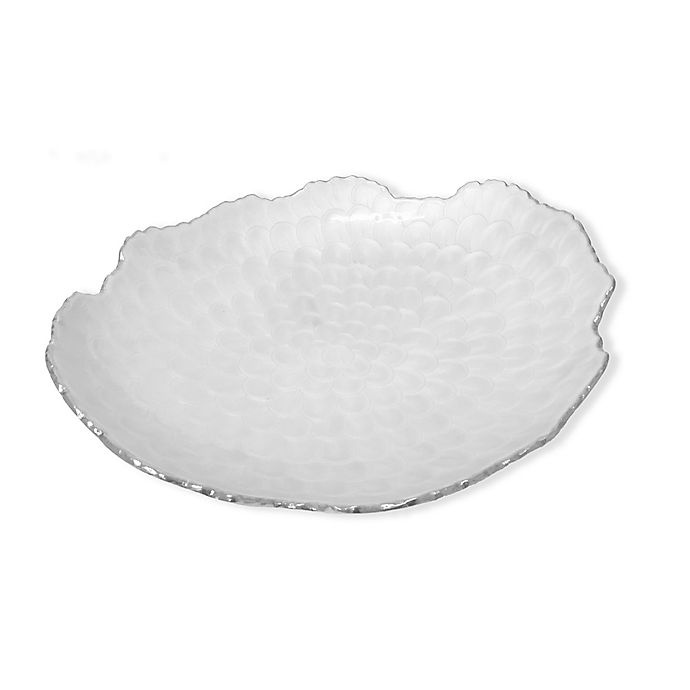 slide 1 of 2, Simply Designz Bodoni Serving Platter - Ivory Pearl with Platinum Edge, 12 in