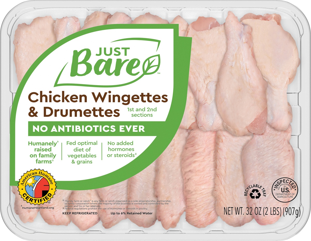 slide 4 of 5, All Natural Fresh Chicken, Family Pack of Wingettes & Drummettes, 2.0 lb