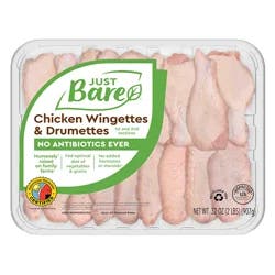 Just BARE Brand Chicken Wingettes & Drummettes 1St & 2Nd Sections