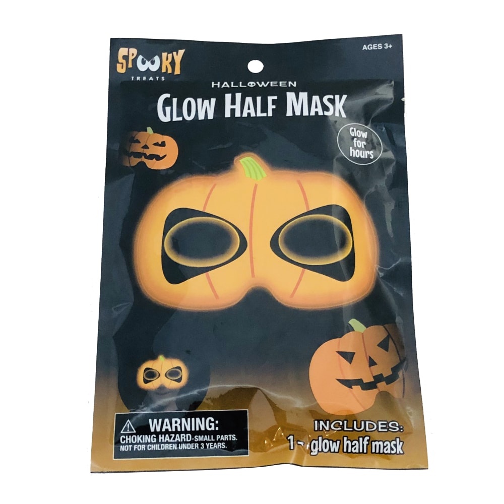 slide 1 of 1, Glow Pumpkin Half Mask, 1 ct