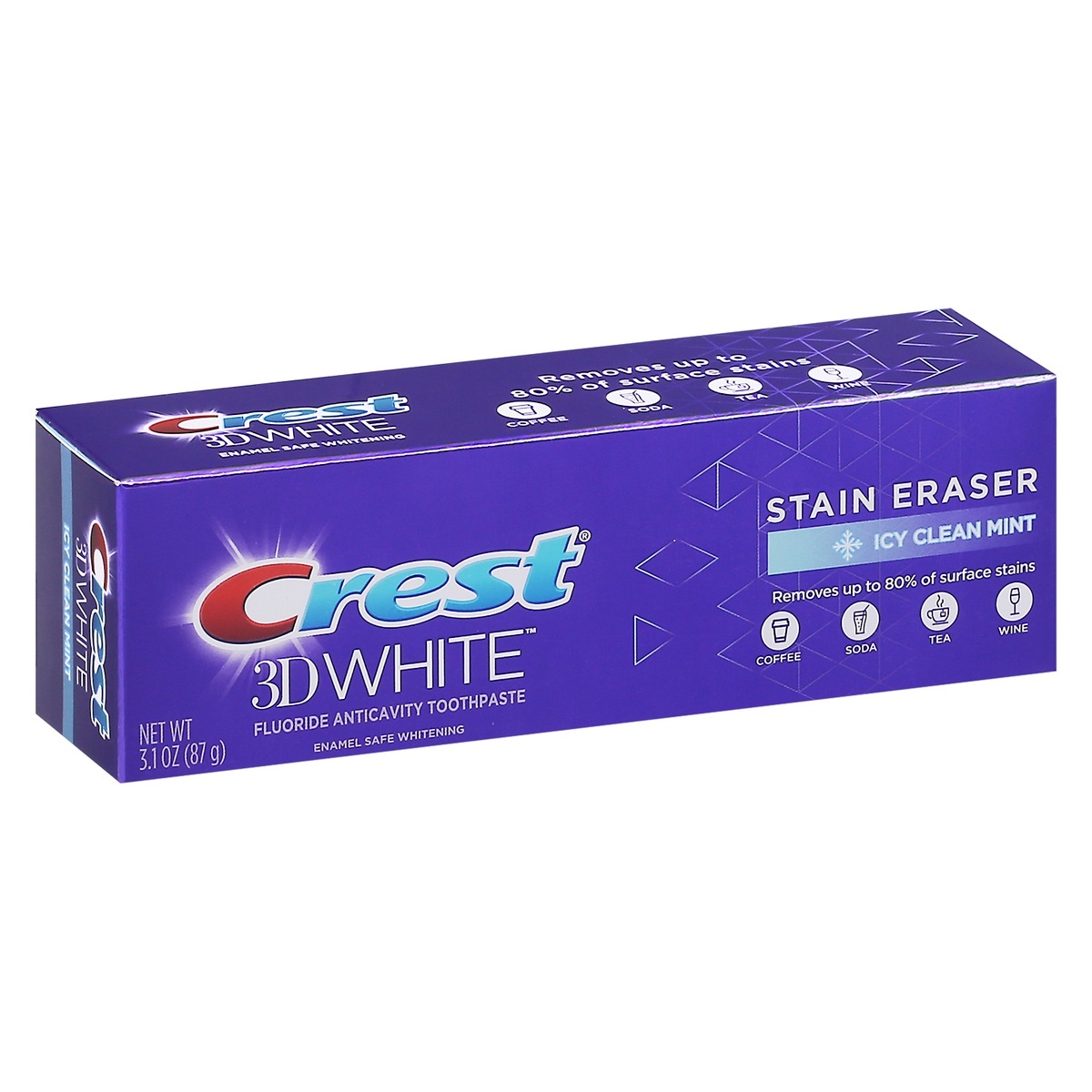 slide 1 of 1, Crest 3D White Stain Eraser Icy Clean Mint Fluoride Anticavity Toothpaste, 3.5 oz