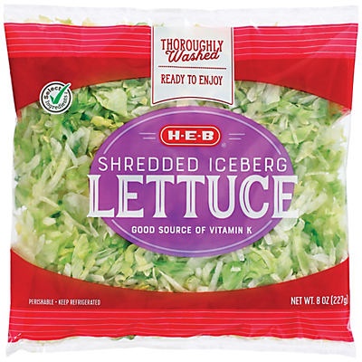 slide 1 of 1, H-E-B Select Ingredients Shredded Lettuce, 8 oz