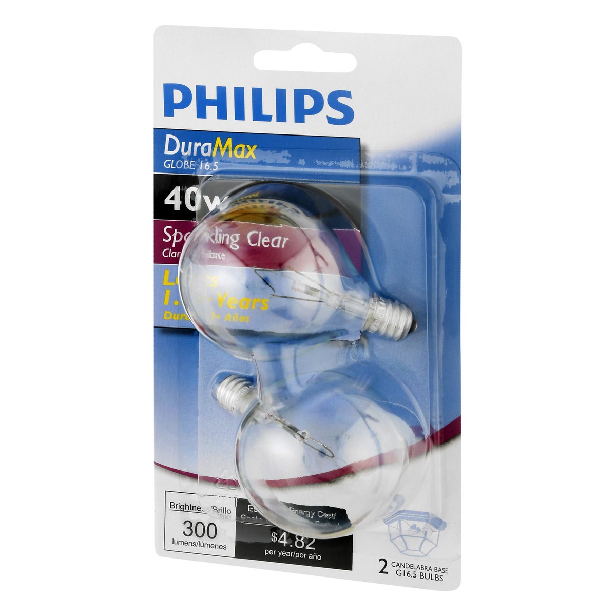 slide 3 of 9, Philips DuraMax 40 Watts Globe Sparkling Clear Light Bulbs 2 ea, 2 ct