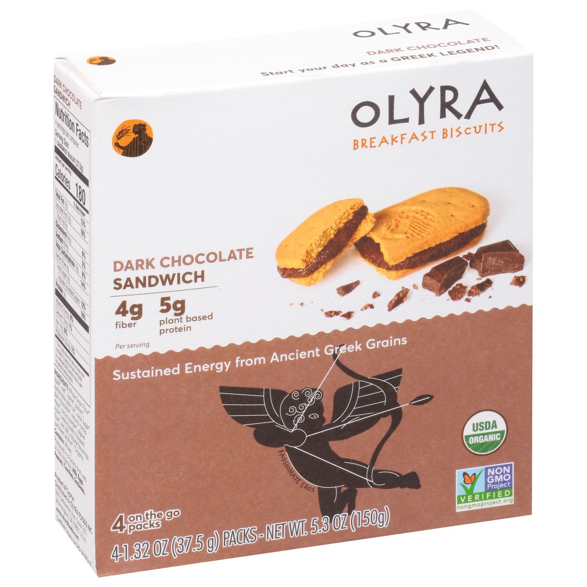 Olyra Dark Chocolate Sandwich Breakfast Biscuits 4 - 1.32 Oz Packs 5.3 ...