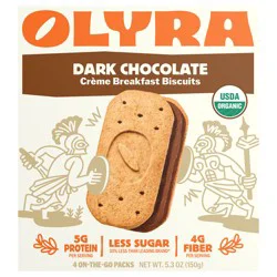 Olyra Crème Breakfast Biscuits, Dark Chocolate - Box of 4 On the Go Packs