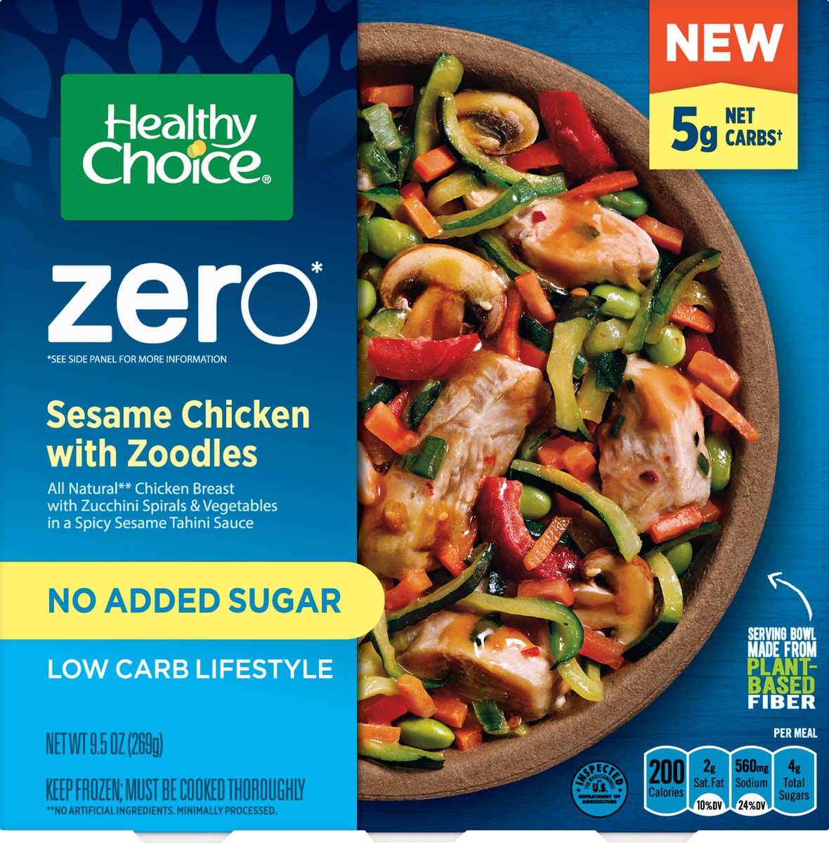 slide 1 of 5, Healthy Choice Zero No Added Sugar Low Carb Lifestyle Sesame Chicken with Zoodles 9.5 oz, 9.5 oz