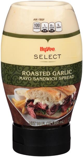 slide 1 of 1, Hy-vee Select Roasted Garlic Mayo Sandwich Spread, 10 fl oz