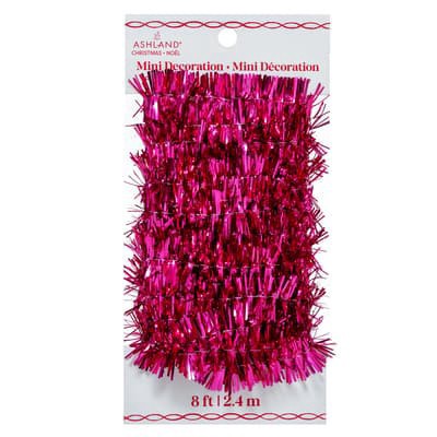 slide 1 of 2, 8ft. Mini Pink Tinsel Garland By Ashland, 8 ft