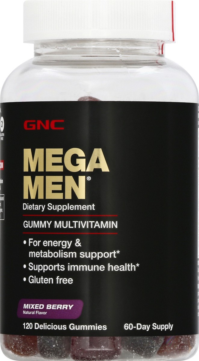 slide 11 of 12, GNC Mega Men Gummies Mixed Berry Multivitamin 120 ea, 120 ct