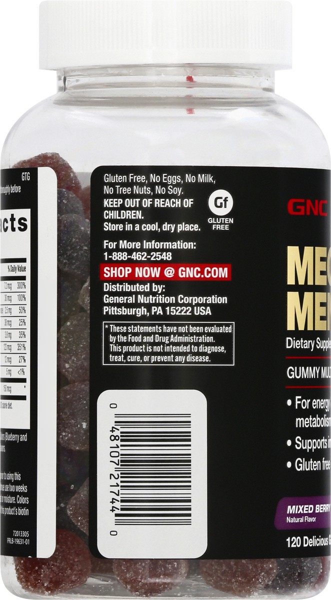 slide 12 of 12, GNC Mega Men Gummies Mixed Berry Multivitamin 120 ea, 120 ct