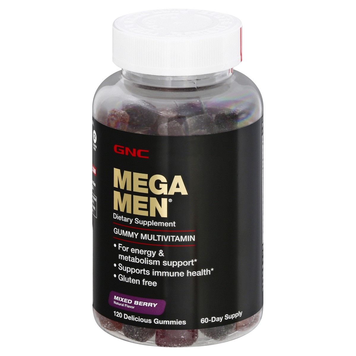 slide 4 of 12, GNC Mega Men Gummies Mixed Berry Multivitamin 120 ea, 120 ct