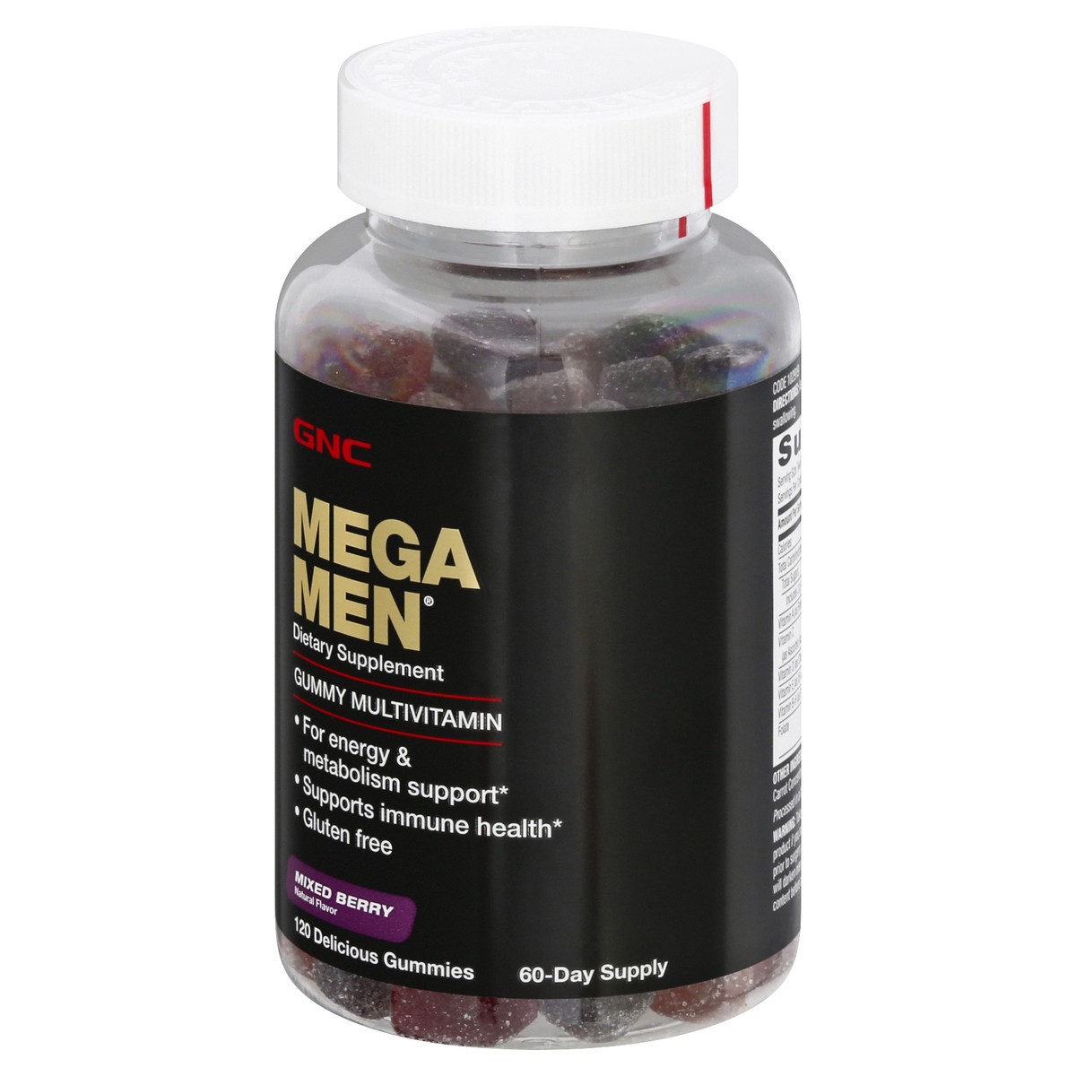 slide 9 of 12, GNC Mega Men Gummies Mixed Berry Multivitamin 120 ea, 120 ct