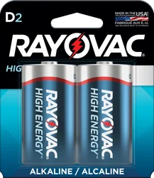 Rayovac High Energy D Batteries (2 Pack), Alkaline D Cell Batteries