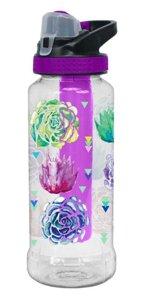 slide 1 of 1, Cool Gear Rigid Chug Lid Succulents Bottle - Purple, 32 oz