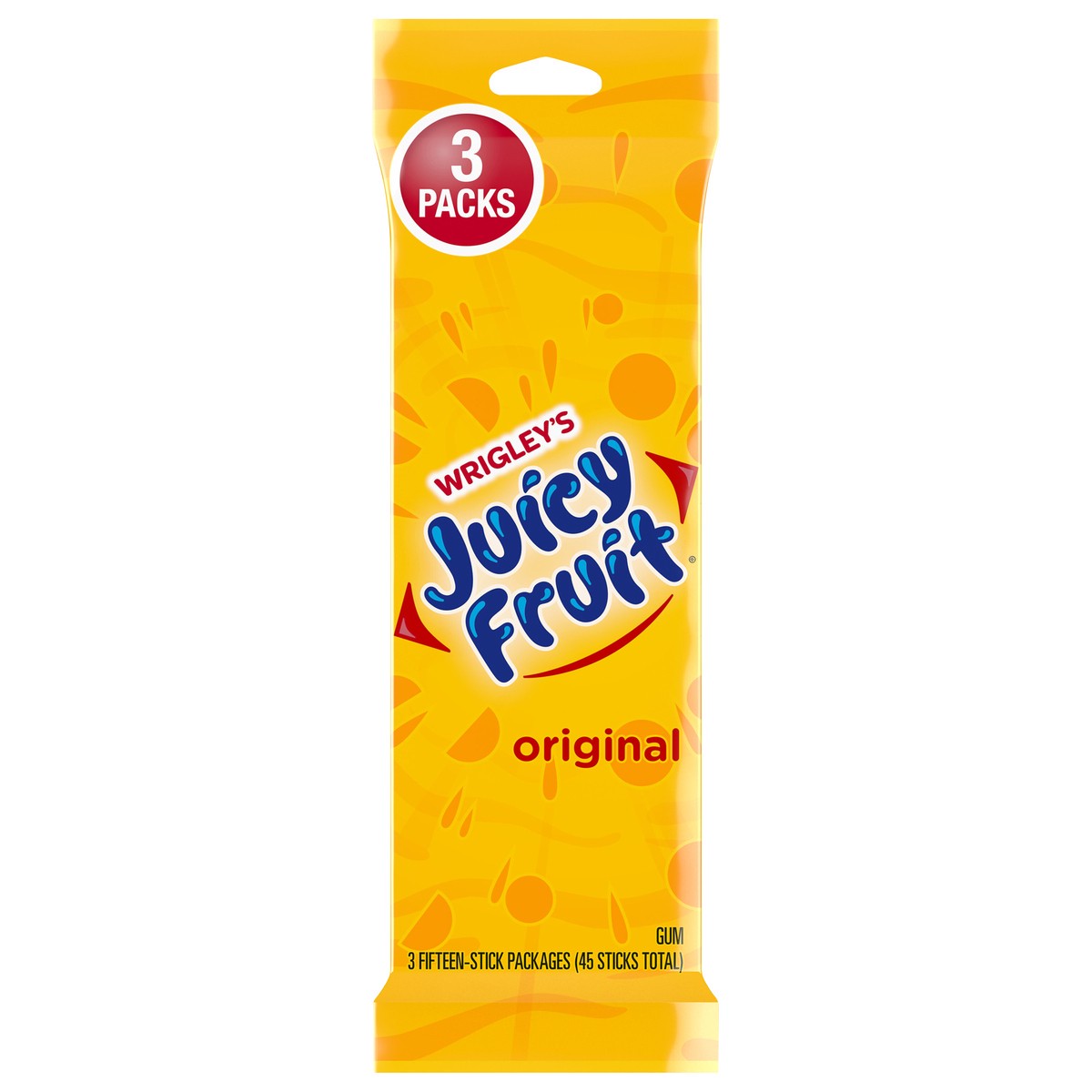 slide 1 of 8, JUICY FRUIT Original Bubble Gum, multipack (3 Packs), 3 ct