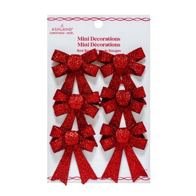 slide 1 of 2, Mini Red Glitter Bows, 6ct. By Ashland, 6 ct