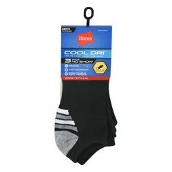 Hanes Cool Dri Men's Black No Show Socks 3 ea