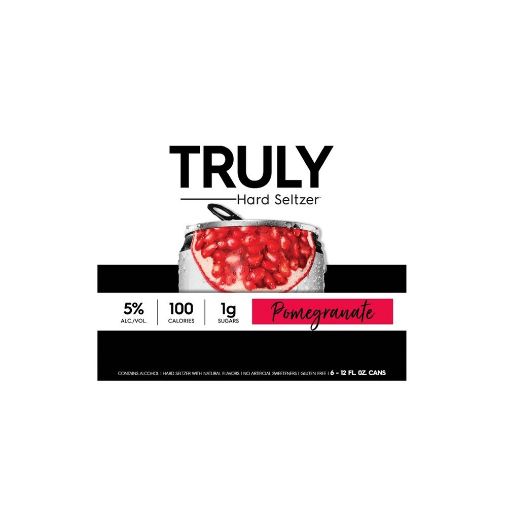 slide 3 of 4, TRULY Hard Seltzer Truly Spiked & Sparkling Truly Pomegranate Hard Seltzer - 6pk/12 fl oz Slim Cans, 6 ct; 12 oz