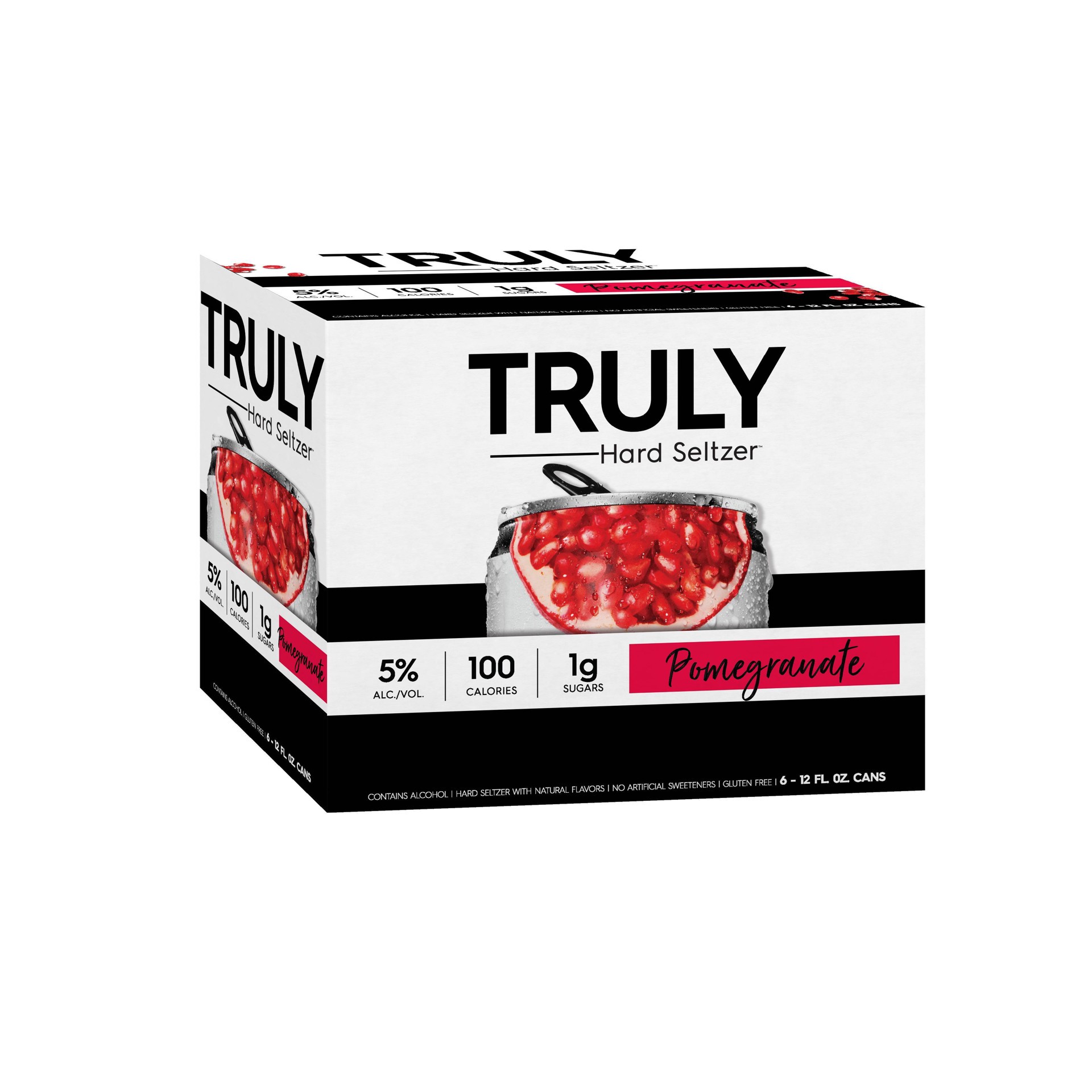 slide 1 of 4, TRULY Hard Seltzer Truly Spiked & Sparkling Truly Pomegranate Hard Seltzer - 6pk/12 fl oz Slim Cans, 6 ct; 12 oz