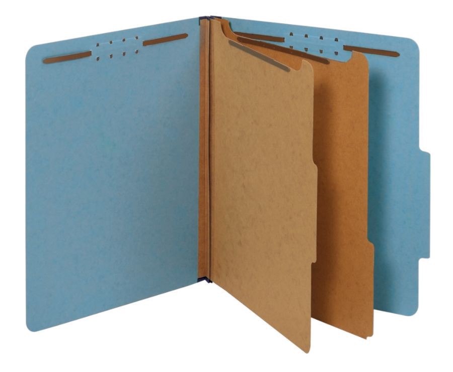 slide 2 of 4, Office Depot Classification Folders, 2 Dividers, 60% Recycled, Blue, 5 ct; 8 1/2 in x 11 in x 2 1/2 in