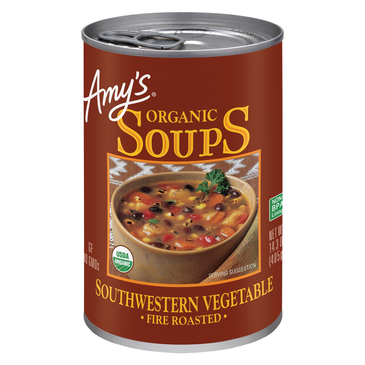 slide 5 of 9, Amy's Fire Roasted Southwestern Vegetable Soup, 14.3 oz