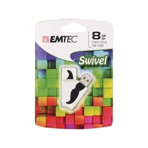 slide 1 of 1, Emtec 8gb Swivel Mustache Flash Drive, 1 ct