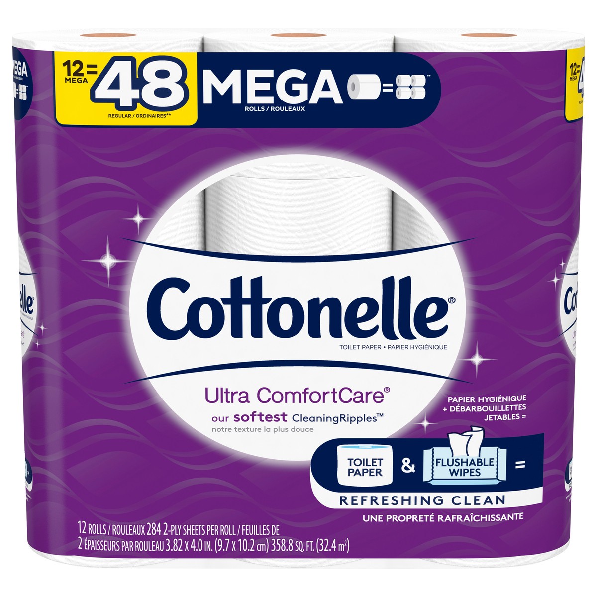 slide 4 of 11, Cottonelle Wavy Clean Ripple Ultra Comfort Care, 12 ct