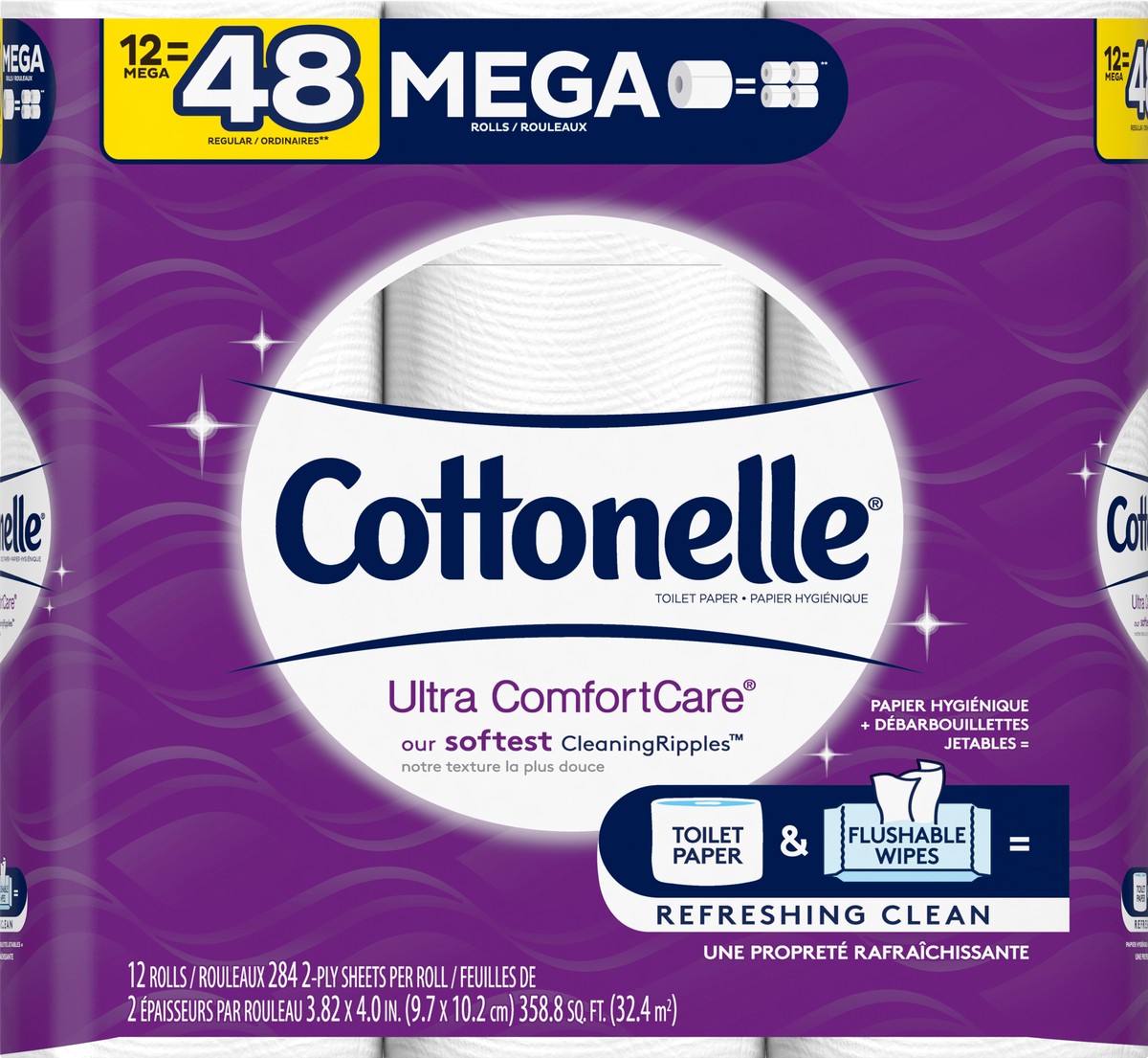 slide 2 of 11, Cottonelle Wavy Clean Ripple Ultra Comfort Care, 12 ct