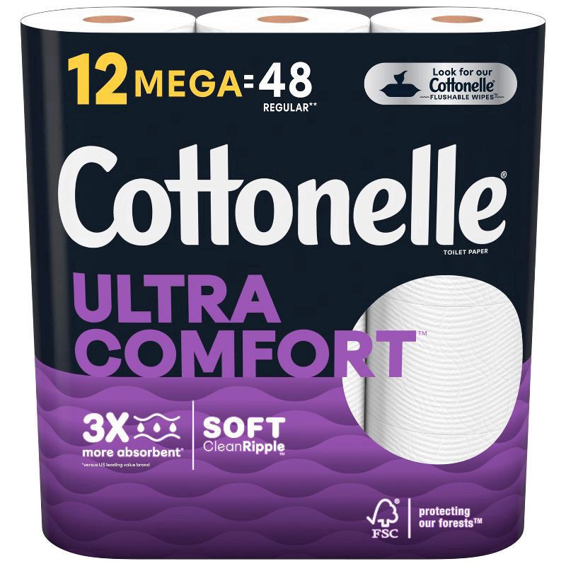 slide 1 of 11, Cottonelle Wavy Clean Ripple Ultra Comfort Care, 12 ct