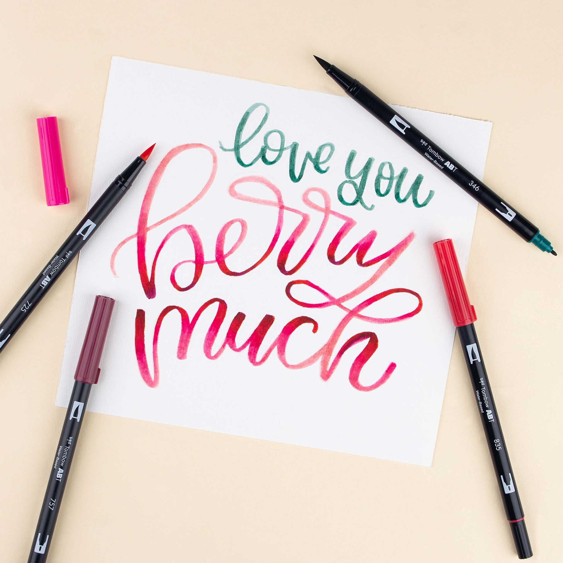 slide 3 of 9, Tombow Very Berry Dual Brush Pen Set, 6 ct