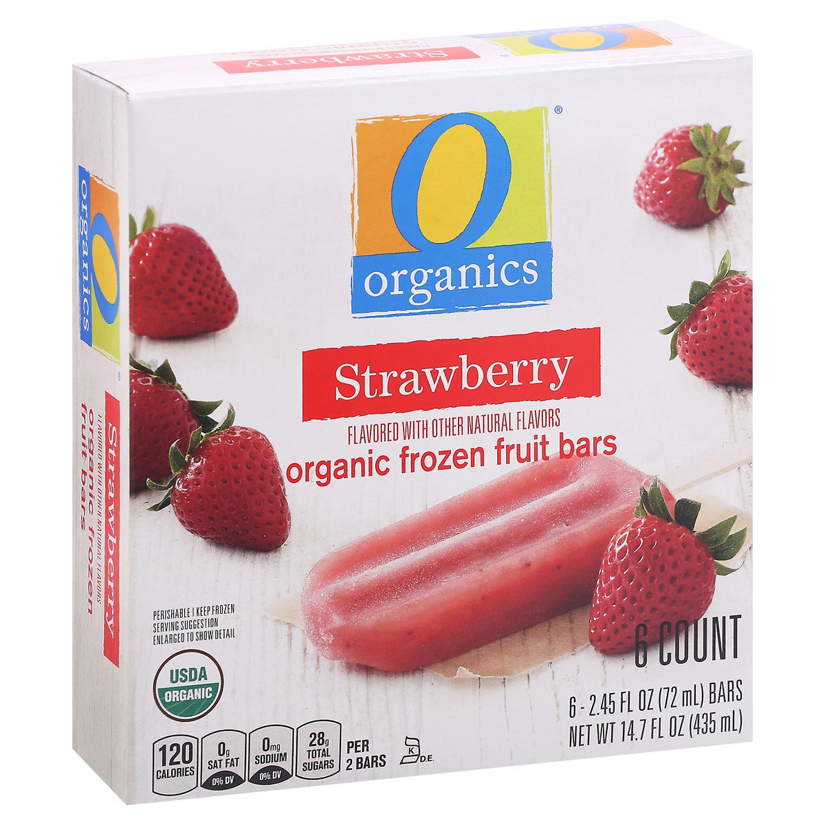 slide 3 of 9, O Organics Frozen Fruit Bars, Organic, Strawberry, 6 ct: 2.45 fl oz