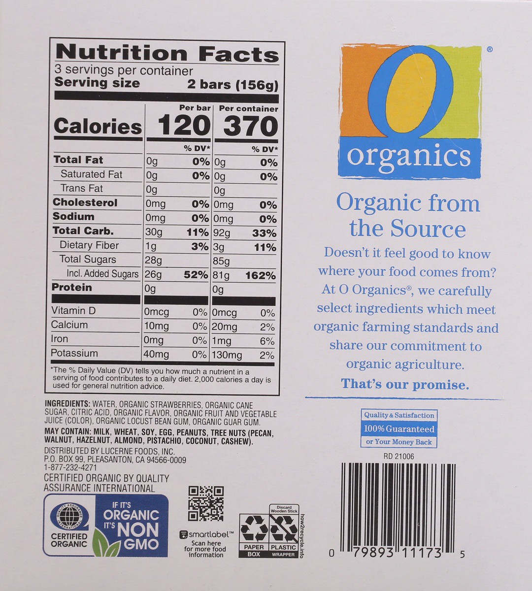 slide 7 of 9, O Organics Frozen Fruit Bars, Organic, Strawberry, 6 ct: 2.45 fl oz