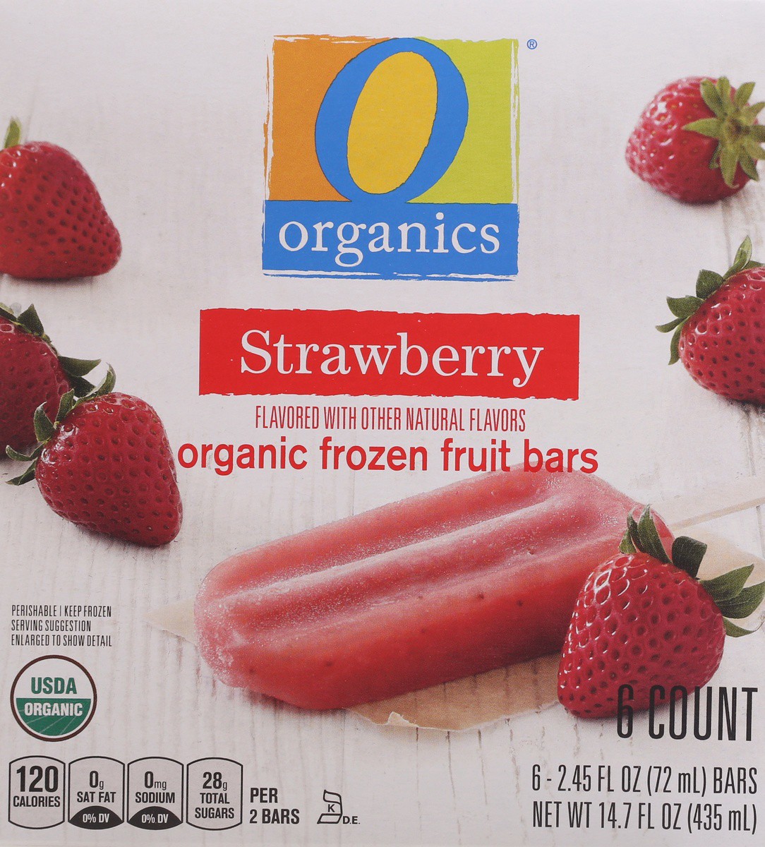 slide 5 of 9, O Organics Frozen Fruit Bars, Organic, Strawberry, 6 ct: 2.45 fl oz